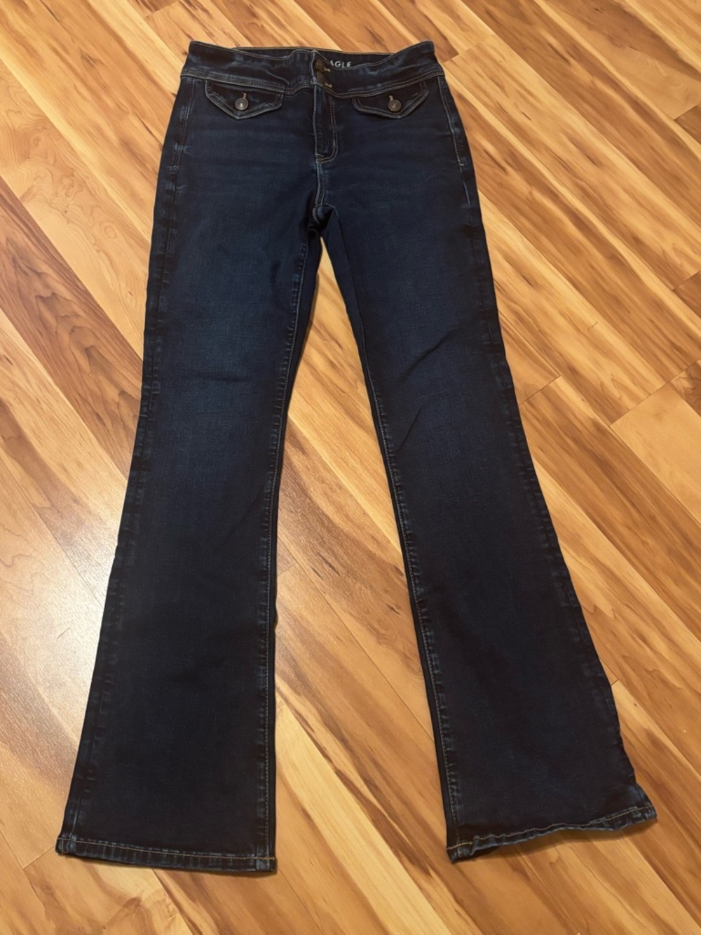 American Eagle Outfitters Dark Blue Flare Jeans Size 4 Regular